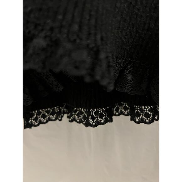 For Love And Lemons Black Cropped Rib Knit Nina Cardigan Lace Trim Sz M - Picture 5 of 8